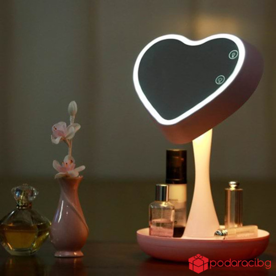 Настолно лед огледало за гримиране сърце