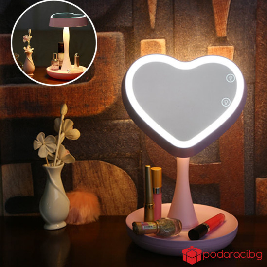Настолно лед огледало за гримиране сърце