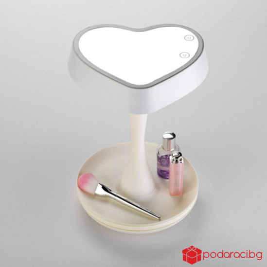 Настолно лед огледало за гримиране сърце