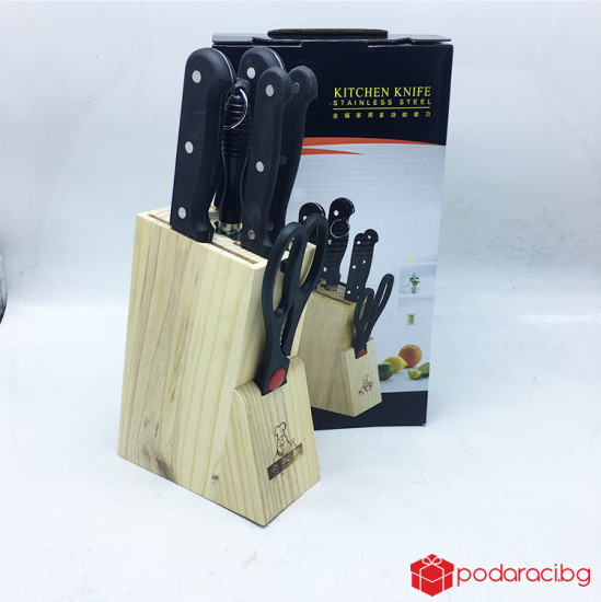 Функционален сет за кухня с ножове,точило и ножица