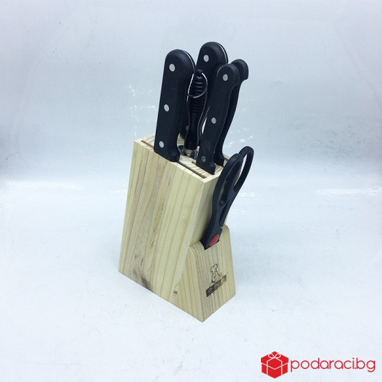 Функционален сет за кухня с ножове,точило и ножица