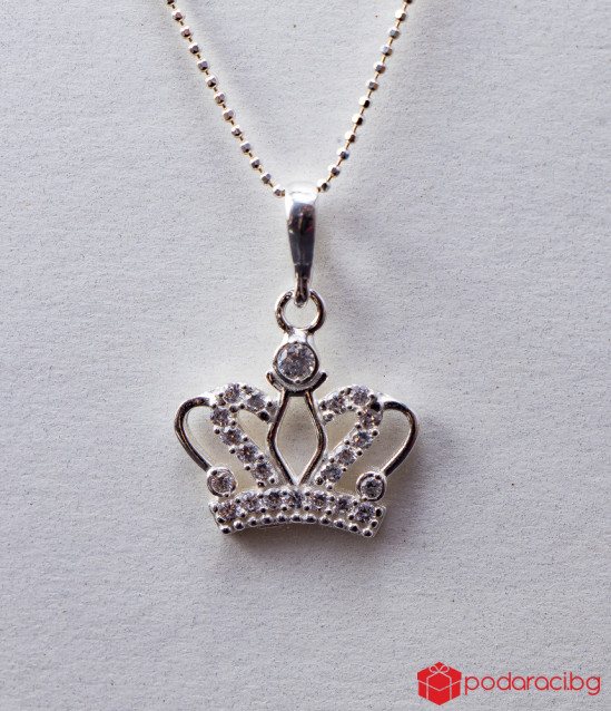 Silver Crown Necklace