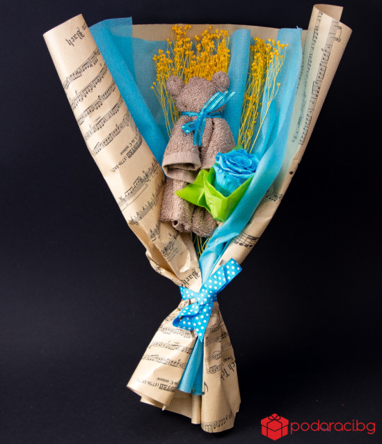 Букет с мече за изписване на момченце