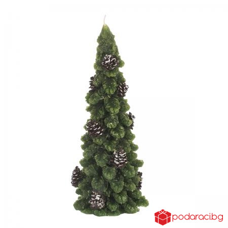 Коледна свещ зелена елхичка