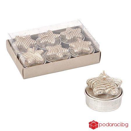 Свещ Звездички 6 бр. сребро