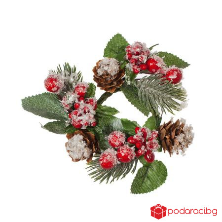 Коледен венец за свещ с шишарки