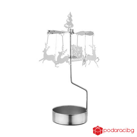 Свещник въртележка Сребърни елени