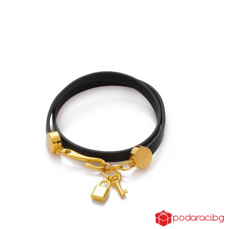 Дамска черна гривна с катинарче