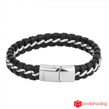 Мъжка кожена гривна SILVER FLAME