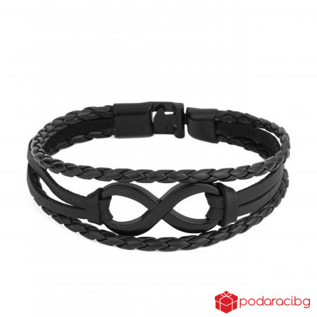 Мъжка кожена гривна SILVER FLAME Безкрайност 21,8