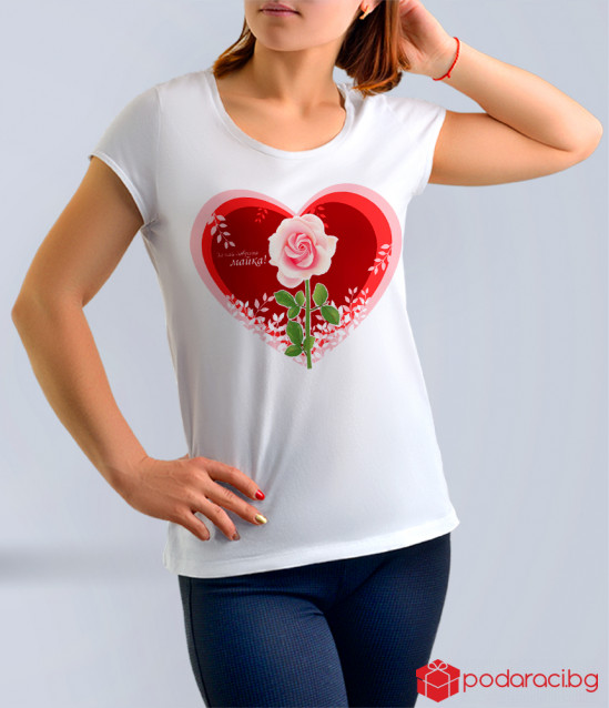 White T-shirt for best mom with Rose