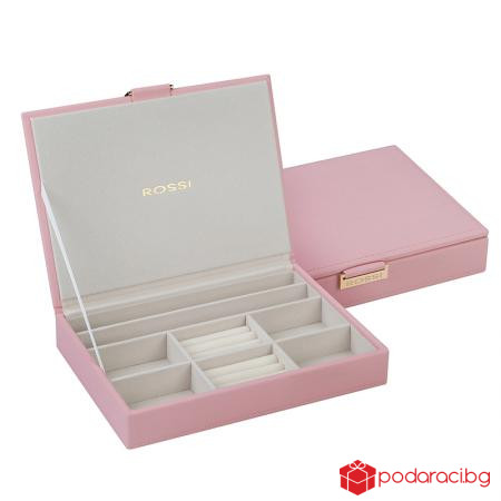 Кутия за бижута ROSSI в цвят пудра