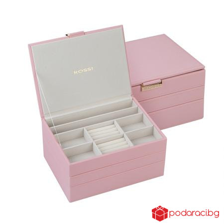 Кутия за бижута цвят пудра - ROSSI