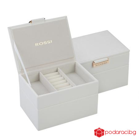 Кутия за бижута цвят бяло - ROSSI 12.5 * 18 * 11.5