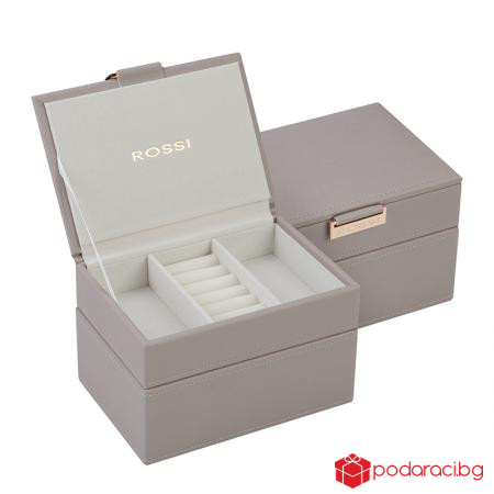 Кутия за бижута цвят сив - ROSSI 12.5 * 18 * 11.5 см