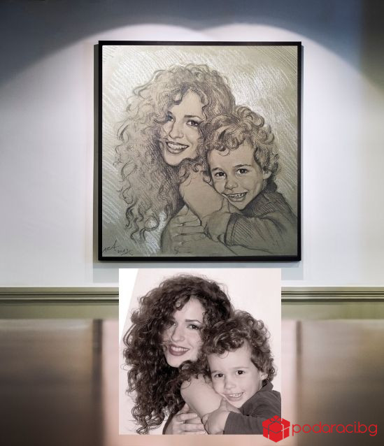 Портрет скица с графит 2 лица