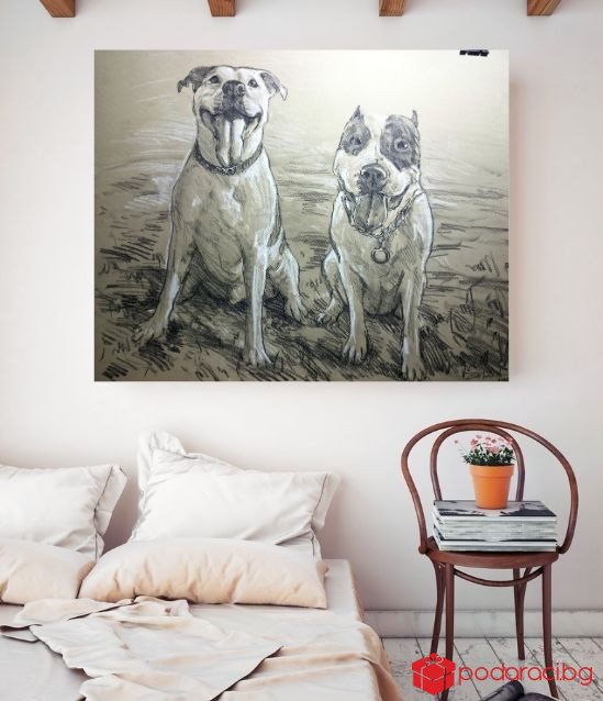 Арт портрет Животни черно-бял пастел