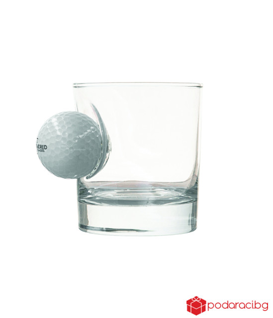 Чаша за уиски с истинска топка за голф