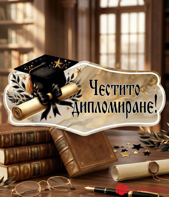 Парти надпис "Честито дипломиране!"