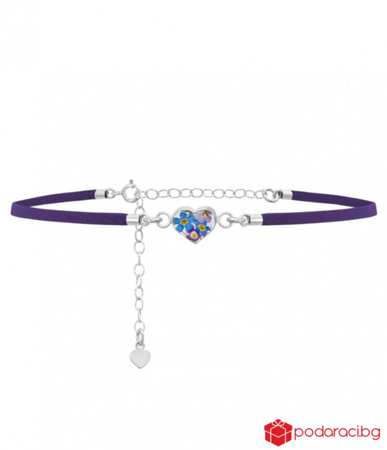 Тъмнолилав чокър Виолетова омая с истински цветя