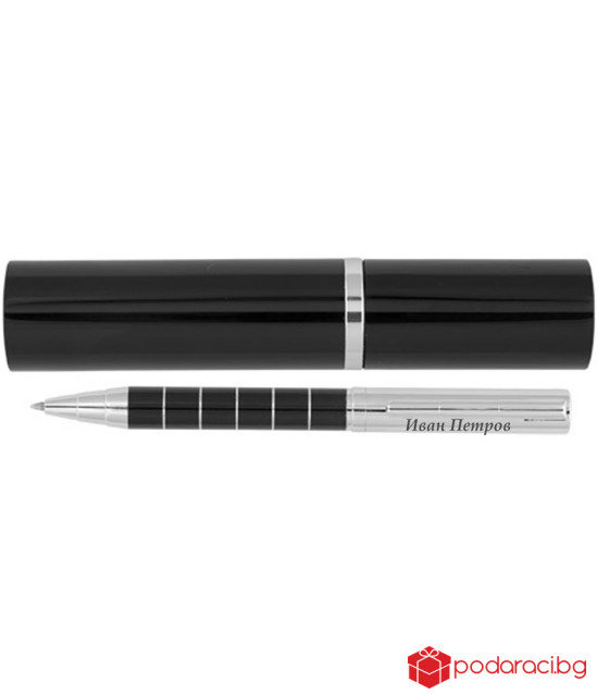 Engraved luxury ballpoint pen in black tube