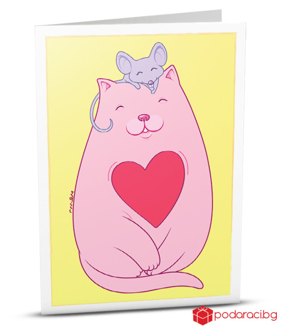 Картичка с добавена реалност Cats Love Mice