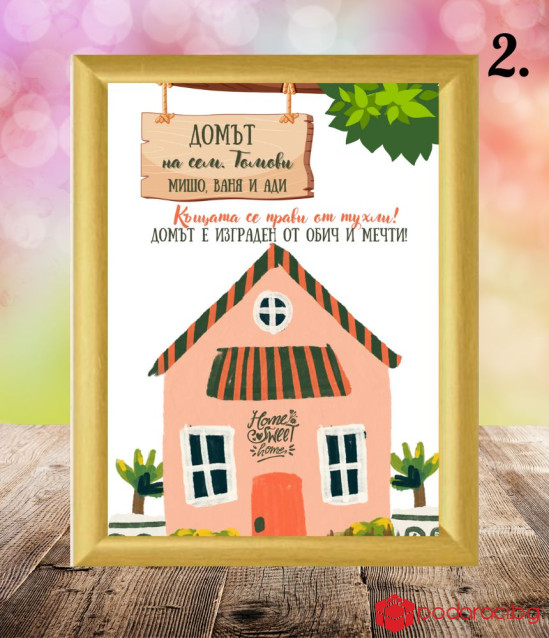 Персонализиран колаж за нов дом в рамка