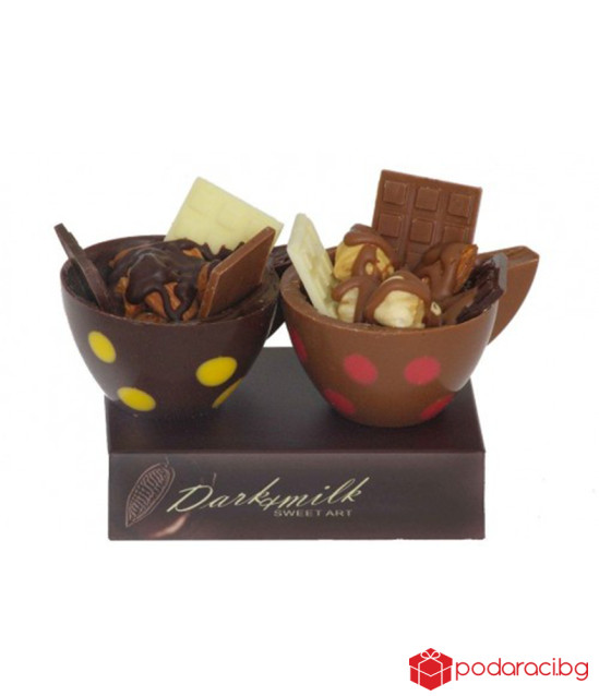 Комплект от 2 бр. шоколадови чашки с ядки