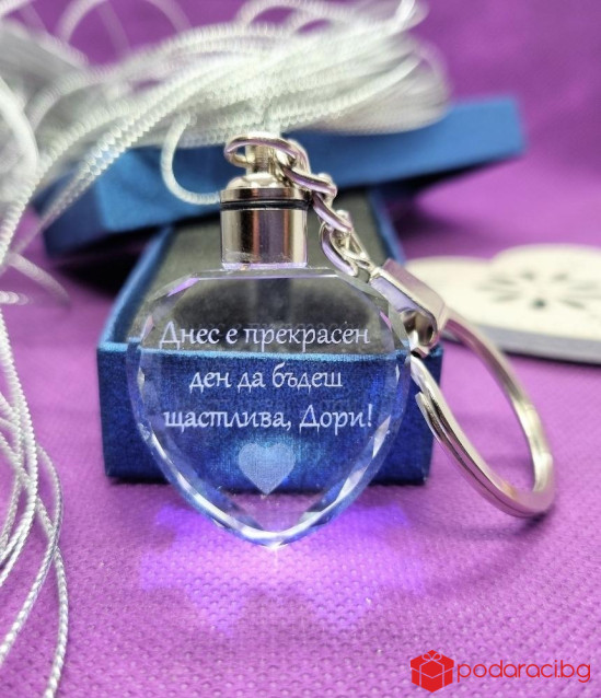 Кристален ключодържател сърце