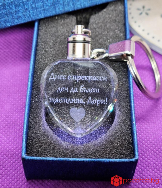 Кристален ключодържател сърце