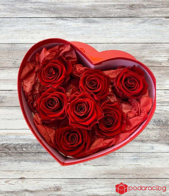 Кутия с вечни рози Еуфория