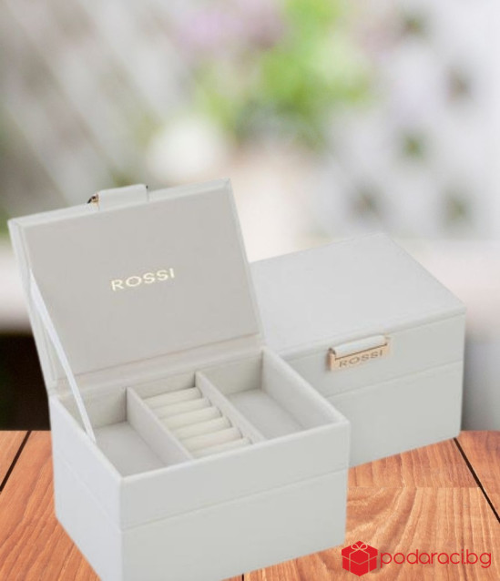 Кутия за бижута цвят бяло - ROSSI 12.5 * 18 * 11.5