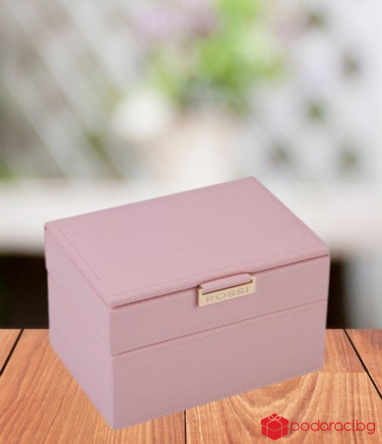 Кутия за бижута цвят пудра - ROSSI 12.5 * 18 * 11.5