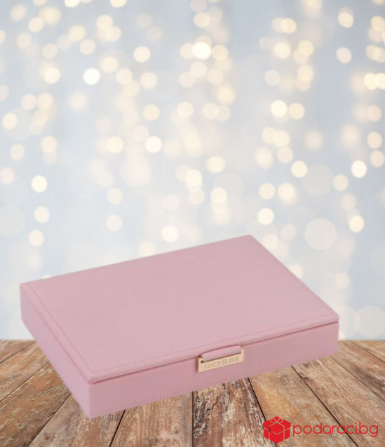 Кутия за бижута ROSSI в цвят пудра