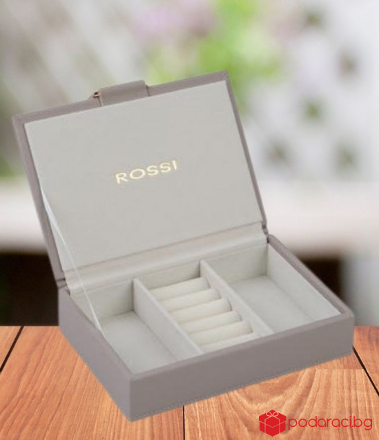 Кутия за бижута цвят сив - ROSSI 12.5 * 18 * 4.5 см