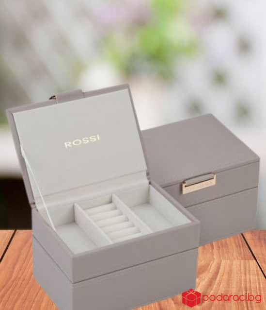 Кутия за бижута цвят сив - ROSSI 12.5 * 18 * 11.5 см