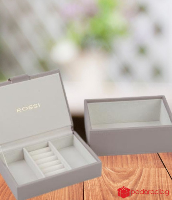 Кутия за бижута цвят сив - ROSSI 12.5 * 18 * 11.5 см