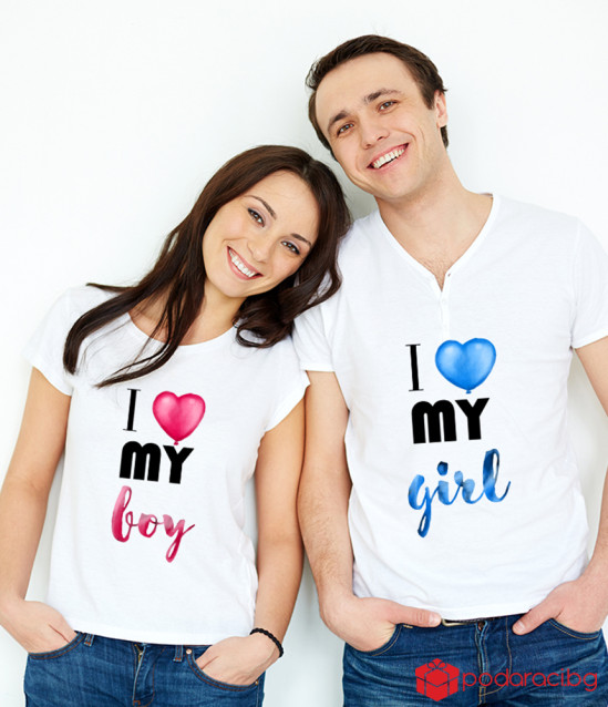 Тениски за двойки I Love my girl и I love my boy