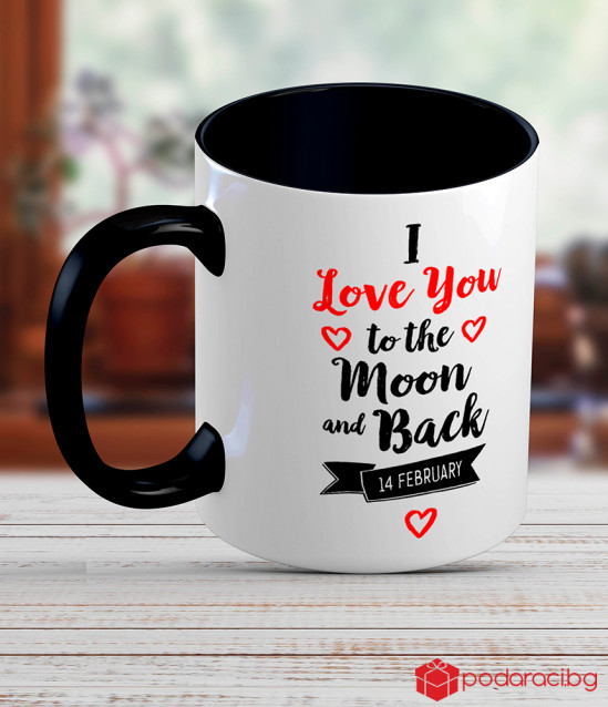 Керамична чаша с текст I love you to the moon and back
