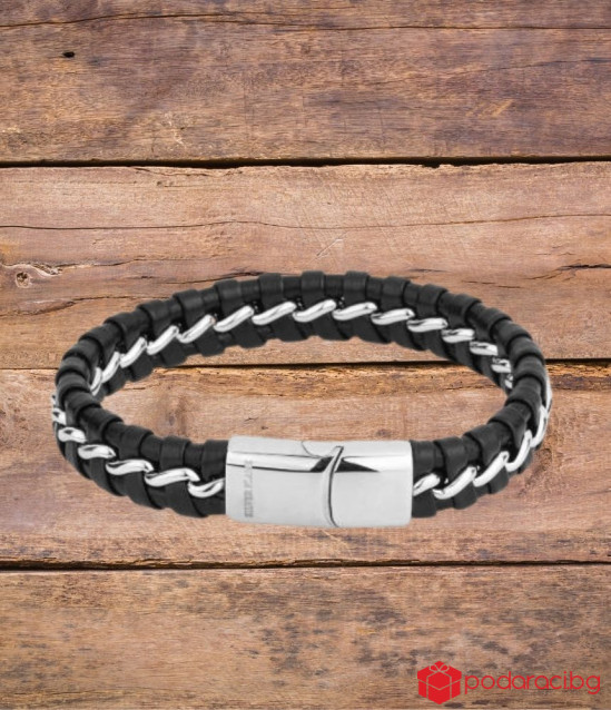 Мъжка кожена гривна SILVER FLAME