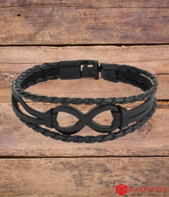 Мъжка кожена гривна SILVER FLAME Безкрайност 21,8