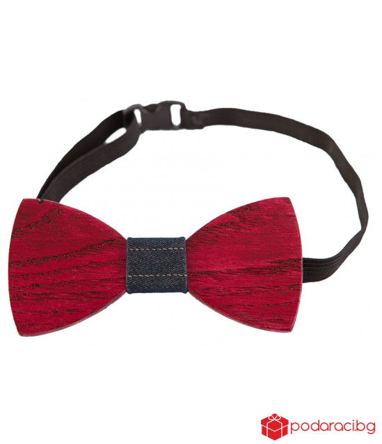 Папийонка от дърво - червена