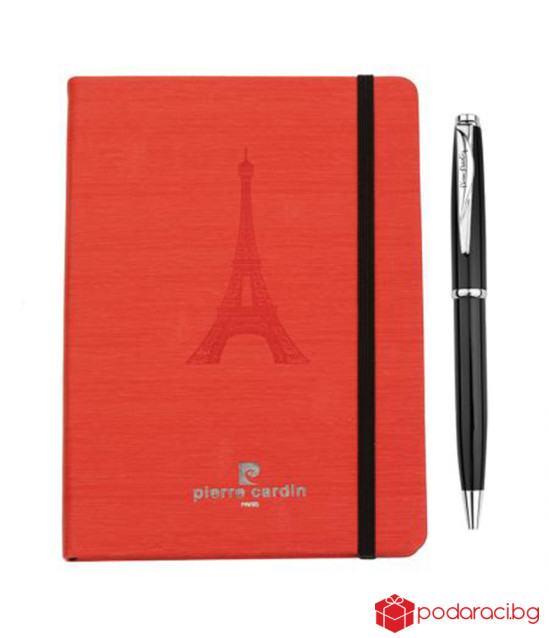 Комплект червен тефтер с химикал PIERRE CARDIN