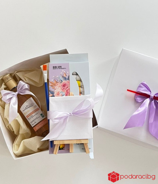 Подаръчен комплект Любов, рисуване и вино