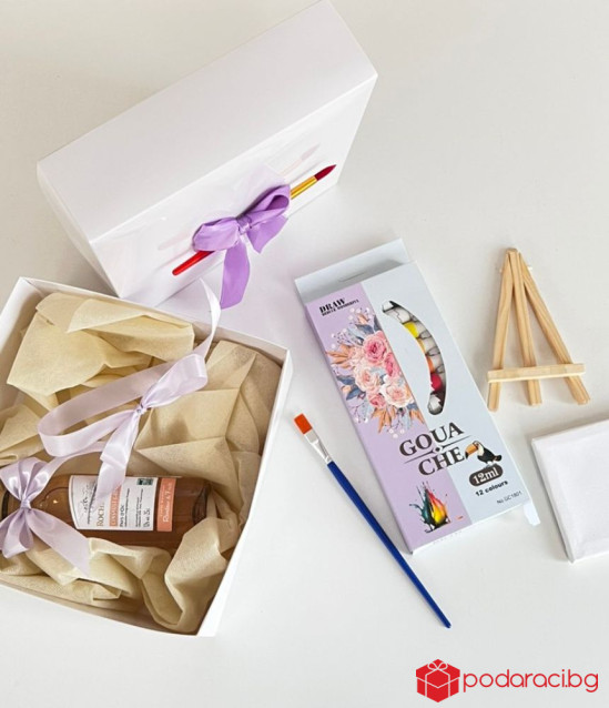 Подаръчен комплект Любов, рисуване и вино