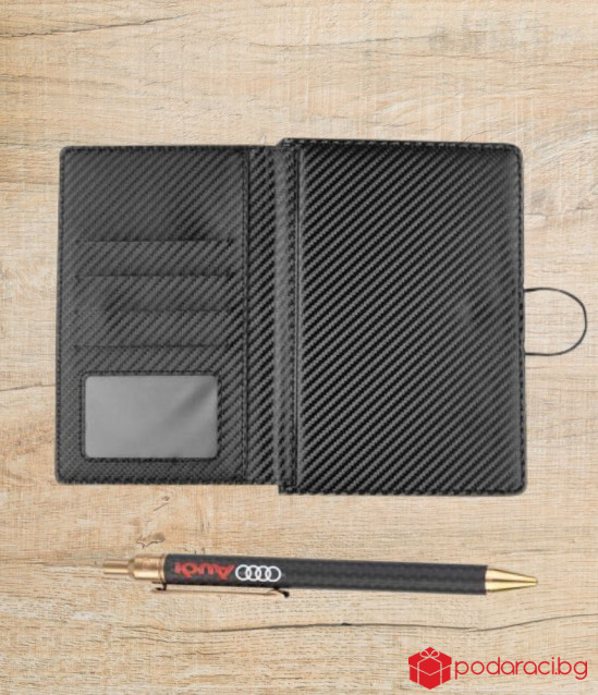 Подаръчен сет от тефтер и химикал на SILVER FLAME с лого на AUDI