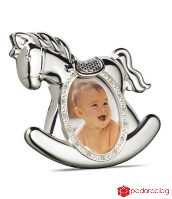 Silver plated frame for photo horsey