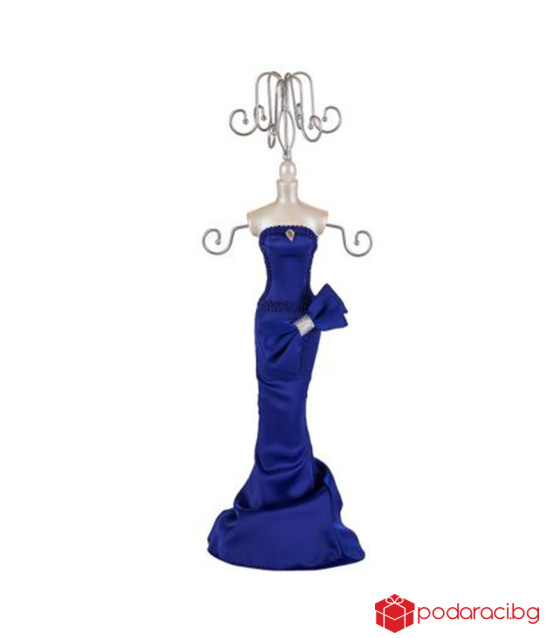 Поставка за бижута рокля синя