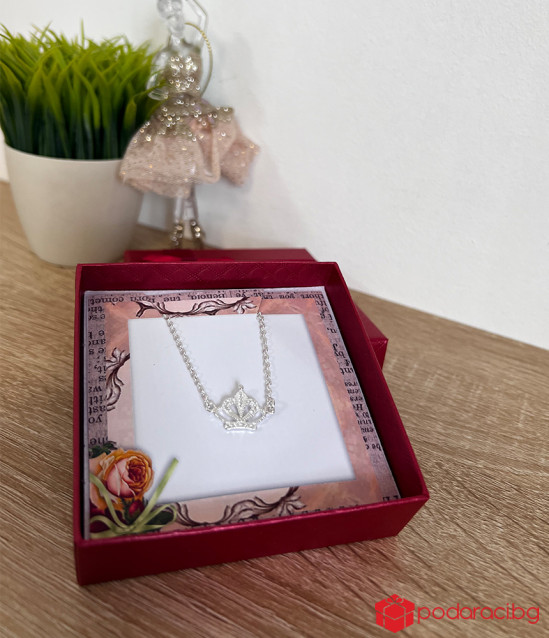 Silver Crown Necklace
