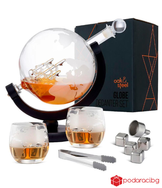 Уиски сет с декантер, 2 чаши и аксесоари